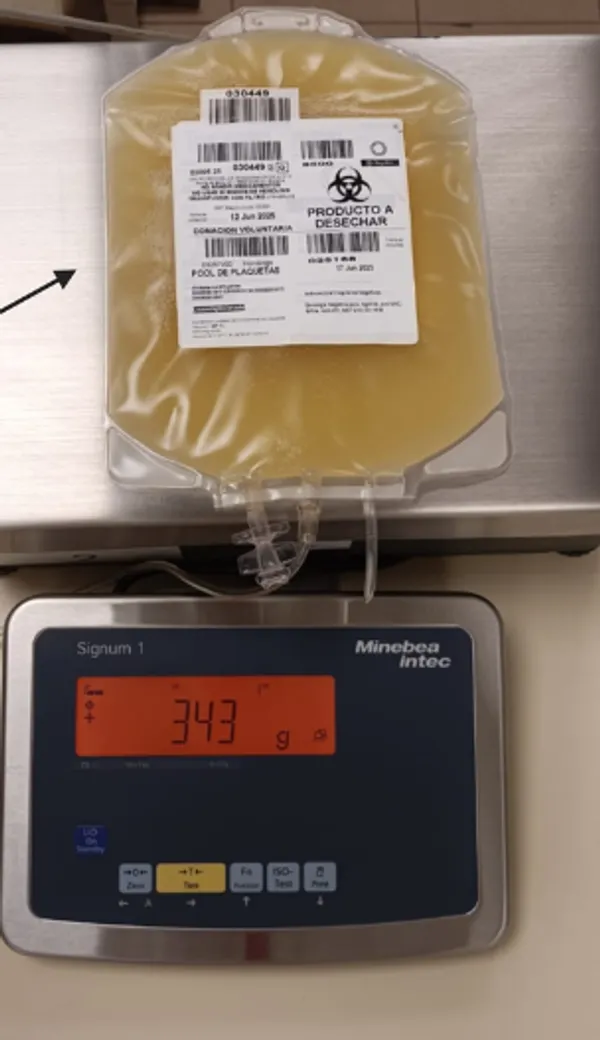 Platelet concentrate bag on a laboratory scale — PTT starting material